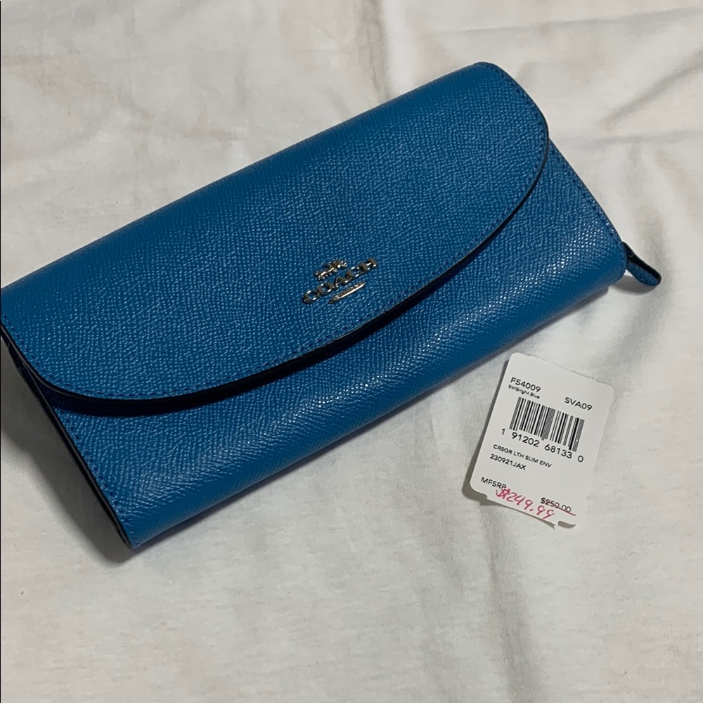 Coach Blue Saffiano Leather Wallet 5101 - Picture 5 of 13